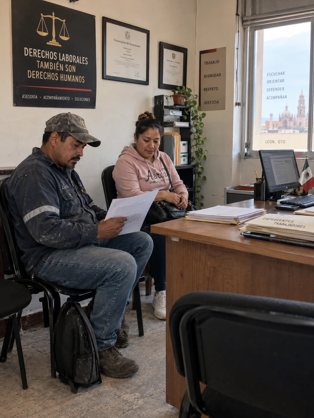 Personas revisando documentos laborales