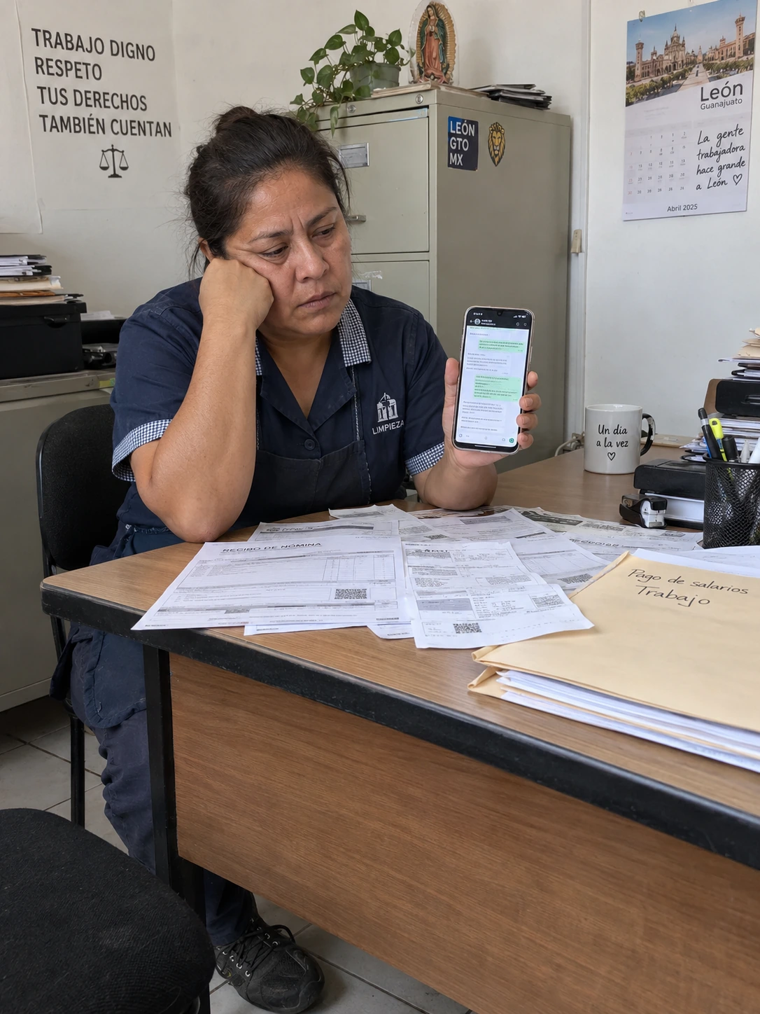 Trabajadora revisando pagos pendientes